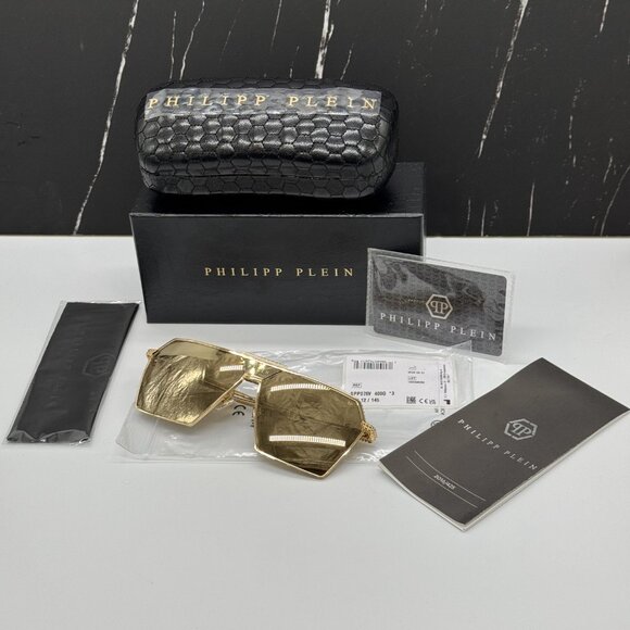 NEW SPP076V 400G PHILIPP PLEIN STUD GOLD MEN PHILIPP PLEIN SUNGLASSES - Picture 11 of 11